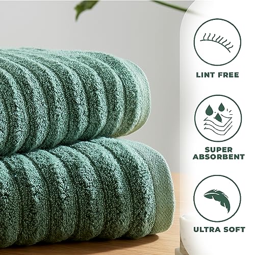 Towelogy Bamboo Bathroom Towel Set of 4 – 2 XL Bath Towel 90x140 cm & 2 XL Hand Towel 70x120 cm Premium Quality Soft and Absorbent | OEKO-TEX CERTIFIED (Green) 2 Towelogy Bamboo Bathroom Towel Set of 4 – 2 XL Bath Towel 90x140 cm & 2 XL Hand Towel 70x120 cm Premium Quality Soft and Absorbent | OEKO-TEX CERTIFIED (Green) - Image 2