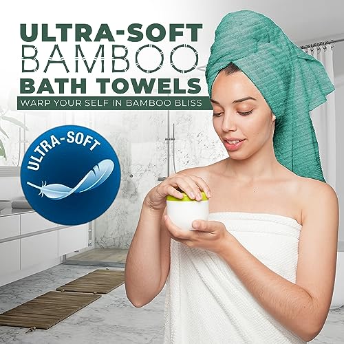 Towelogy Bamboo Bathroom Towel Set of 4 – 2 XL Bath Towel 90x140 cm & 2 XL Hand Towel 70x120 cm Premium Quality Soft and Absorbent | OEKO-TEX CERTIFIED (Green) 4 Towelogy Bamboo Bathroom Towel Set of 4 – 2 XL Bath Towel 90x140 cm & 2 XL Hand Towel 70x120 cm Premium Quality Soft and Absorbent | OEKO-TEX CERTIFIED (Green) - Image 4