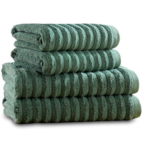 Towelogy Bamboo Bathroom Towel Set of 4 – 2 XL Bath Towel 90x140 cm & 2 XL Hand Towel 70x120 cm Premium Quality Soft and Absorbent | OEKO-TEX CERTIFIED (Green) 1 Towelogy Bamboo Bathroom Towel Set of 4 – 2 XL Bath Towel 90x140 cm & 2 XL Hand Towel 70x120 cm Premium Quality Soft and Absorbent | OEKO-TEX CERTIFIED (Green)