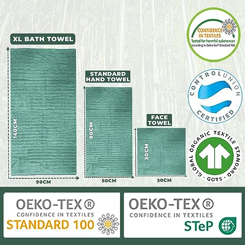 Towelogy Luxury Bamboo Bath Towels Set Of 2-1 Hand Towel 50x80cm & 1 Extra Large Bath Towel 90x140cm | Rapid Drying Experience Every Day (Green, 2) 6 Towelogy Luxury Bamboo Bath Towels Set Of 2-1 Hand Towel 50x80cm & 1 Extra Large Bath Towel 90x140cm | Rapid Drying Experience Every Day (Green, 2) - Image 6