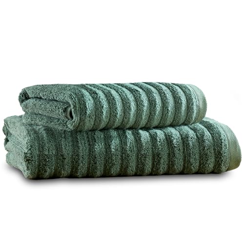 Towelogy Luxury Bamboo Bath Towels Set Of 2-1 Hand Towel 50x80cm & 1 Extra Large Bath Towel 90x140cm | Rapid Drying Experience Every Day (Green, 2) 2 Towelogy Luxury Bamboo Bath Towels Set Of 2-1 Hand Towel 50x80cm & 1 Extra Large Bath Towel 90x140cm | Rapid Drying Experience Every Day (Green, 2) - Image 2
