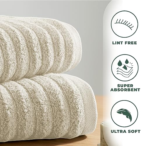 Towelogy Luxury Bamboo Bath Towels Set Of 4-2 Face Towels 30x30cm, 1 Hand Towel 50x80cm & 1 Extra Large Bath Towel 90x140cm | Rapid Drying Experience Every Day (Ivory, 4) 3 Towelogy Luxury Bamboo Bath Towels Set Of 4-2 Face Towels 30x30cm, 1 Hand Towel 50x80cm & 1 Extra Large Bath Towel 90x140cm | Rapid Drying Experience Every Day (Ivory, 4) - Image 3