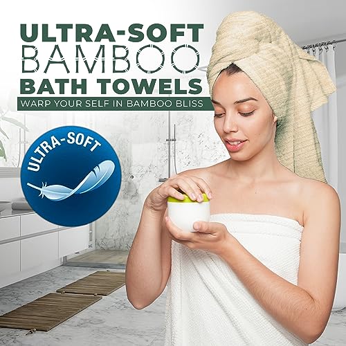 Towelogy Luxury Bamboo Bath Towels Set Of 4-2 Face Towels 30x30cm, 1 Hand Towel 50x80cm & 1 Extra Large Bath Towel 90x140cm | Rapid Drying Experience Every Day (Ivory, 4) 4 Towelogy Luxury Bamboo Bath Towels Set Of 4-2 Face Towels 30x30cm, 1 Hand Towel 50x80cm & 1 Extra Large Bath Towel 90x140cm | Rapid Drying Experience Every Day (Ivory, 4) - Image 4