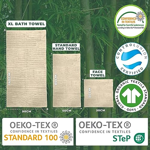 Towelogy Luxury Bamboo Bath Towels Set Of 4-2 Face Towels 30x30cm, 1 Hand Towel 50x80cm & 1 Extra Large Bath Towel 90x140cm | Rapid Drying Experience Every Day (Ivory, 4) 6 Towelogy Luxury Bamboo Bath Towels Set Of 4-2 Face Towels 30x30cm, 1 Hand Towel 50x80cm & 1 Extra Large Bath Towel 90x140cm | Rapid Drying Experience Every Day (Ivory, 4) - Image 6