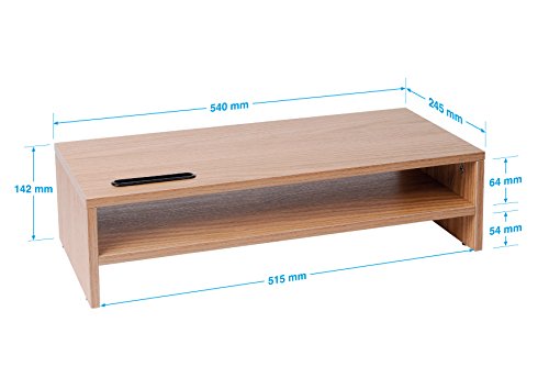 Ttap Oak Wood Two Shelf Laptop Stand/TV Desk Stand/PC Monitor Riser/Desk Organiser with Smart Phone Holder / 54cm L x 24.5cm D x 14.4cm H 2 Ttap Oak Wood Two Shelf Laptop Stand/TV Desk Stand/PC Monitor Riser/Desk Organiser with Smart Phone Holder / 54cm L x 24.5cm D x 14.4cm H - Image 2