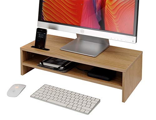 Ttap Oak Wood Two Shelf Laptop Stand/TV Desk Stand/PC Monitor Riser/Desk Organiser with Smart Phone Holder / 54cm L x 24.5cm D x 14.4cm H 7 Ttap Oak Wood Two Shelf Laptop Stand/TV Desk Stand/PC Monitor Riser/Desk Organiser with Smart Phone Holder / 54cm L x 24.5cm D x 14.4cm H - Image 7