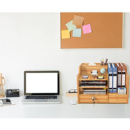 Updated Wooden Desktop Organiser with Drawer, Large Capacity Desk Tidy Storage Holder File Rack A4 Paper Document Sorter DIY Office Supplies Storage Box for Home, Office and School(JB07-2 Cherry Wood) 7 Updated Wooden Desktop Organiser with Drawer, Large Capacity Desk Tidy Storage Holder File Rack A4 Paper Document Sorter DIY Office Supplies Storage Box for Home, Office and School(JB07-2 Cherry Wood) - Image 7