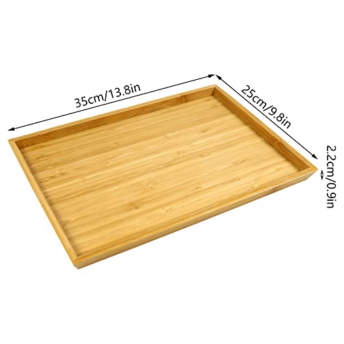 WKWKER Bamboo Serving Tray Set of 2 - Portable Rectangle Tray Platters for Kitchen Dining Snack Fruit tv Bed Trays (Natural) 3 WKWKER Bamboo Serving Tray Set of 2 - Portable Rectangle Tray Platters for Kitchen Dining Snack Fruit tv Bed Trays (Natural) - Image 3