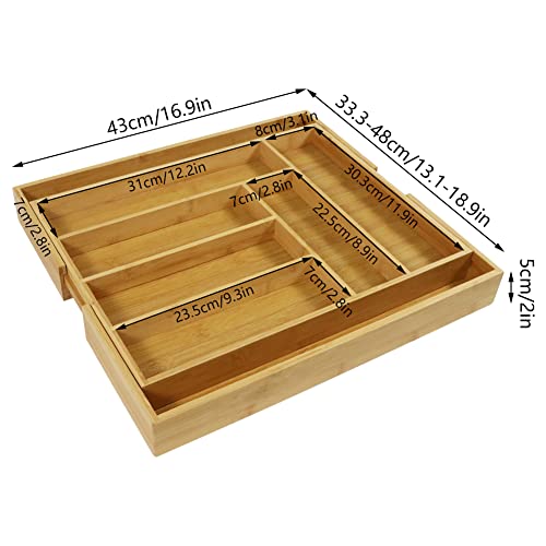 WKWKER Bamboo Cutlery Tray Expandable Cutlery Drawer Organiser Kitchen Drawer Organiser For Silverware, Utensil, Knives Utensil Holder For Office Supplies, Bedroom, Accessories(Natural Color) 3 WKWKER Bamboo Cutlery Tray Expandable Cutlery Drawer Organiser Kitchen Drawer Organiser For Silverware, Utensil, Knives Utensil Holder For Office Supplies, Bedroom, Accessories(Natural Color) - Image 3
