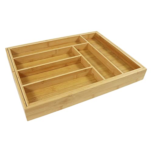 WKWKER Bamboo Cutlery Tray Expandable Cutlery Drawer Organiser Kitchen Drawer Organiser For Silverware, Utensil, Knives Utensil Holder For Office Supplies, Bedroom, Accessories(Natural Color) 4 WKWKER Bamboo Cutlery Tray Expandable Cutlery Drawer Organiser Kitchen Drawer Organiser For Silverware, Utensil, Knives Utensil Holder For Office Supplies, Bedroom, Accessories(Natural Color) - Image 4