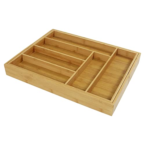 WKWKER Bamboo Cutlery Tray Expandable Cutlery Drawer Organiser Kitchen Drawer Organiser For Silverware, Utensil, Knives Utensil Holder For Office Supplies, Bedroom, Accessories(Natural Color) 6 WKWKER Bamboo Cutlery Tray Expandable Cutlery Drawer Organiser Kitchen Drawer Organiser For Silverware, Utensil, Knives Utensil Holder For Office Supplies, Bedroom, Accessories(Natural Color) - Image 6
