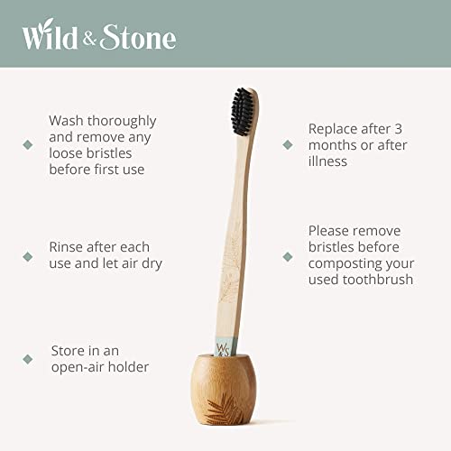 Wild & Stone | Organic Bamboo Toothbrush | Four Different Pattens | Dupont Fibre Bristles | 100% Biodegradable Handle | Vegan Eco Friendly Bamboo Toothbrushes (Medium) 3 Wild & Stone | Organic Bamboo Toothbrush | Four Different Pattens | Dupont Fibre Bristles | 100% Biodegradable Handle | Vegan Eco Friendly Bamboo Toothbrushes (Medium) - Image 3