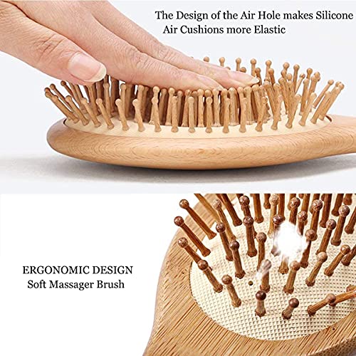 Wooden Hair Brush 2 Pack, Natural Bamboo Hair Combs set, Bristle Detangling Hairbrush for Women, Men Reduce Frizz, Massage Scalp for Straight Curly Wavy Dry Wet Thick or Fine Hair 2 Wooden Hair Brush 2 Pack, Natural Bamboo Hair Combs set, Bristle Detangling Hairbrush for Women, Men Reduce Frizz, Massage Scalp for Straight Curly Wavy Dry Wet Thick or Fine Hair - Image 2
