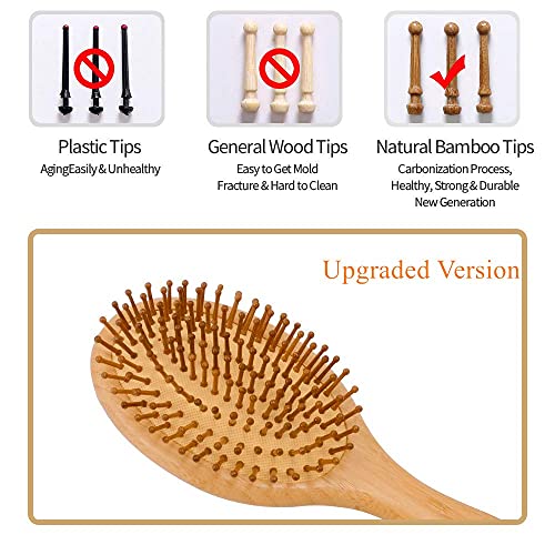Wooden Hair Brush 2 Pack, Natural Bamboo Hair Combs set, Bristle Detangling Hairbrush for Women, Men Reduce Frizz, Massage Scalp for Straight Curly Wavy Dry Wet Thick or Fine Hair 3 Wooden Hair Brush 2 Pack, Natural Bamboo Hair Combs set, Bristle Detangling Hairbrush for Women, Men Reduce Frizz, Massage Scalp for Straight Curly Wavy Dry Wet Thick or Fine Hair - Image 3