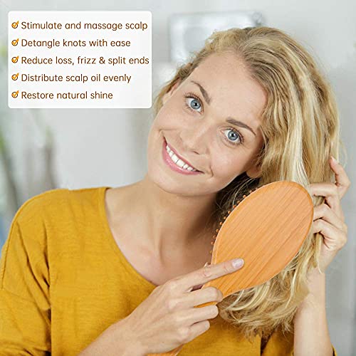 Wooden Hair Brush 2 Pack, Natural Bamboo Hair Combs set, Bristle Detangling Hairbrush for Women, Men Reduce Frizz, Massage Scalp for Straight Curly Wavy Dry Wet Thick or Fine Hair 5 Wooden Hair Brush 2 Pack, Natural Bamboo Hair Combs set, Bristle Detangling Hairbrush for Women, Men Reduce Frizz, Massage Scalp for Straight Curly Wavy Dry Wet Thick or Fine Hair - Image 5