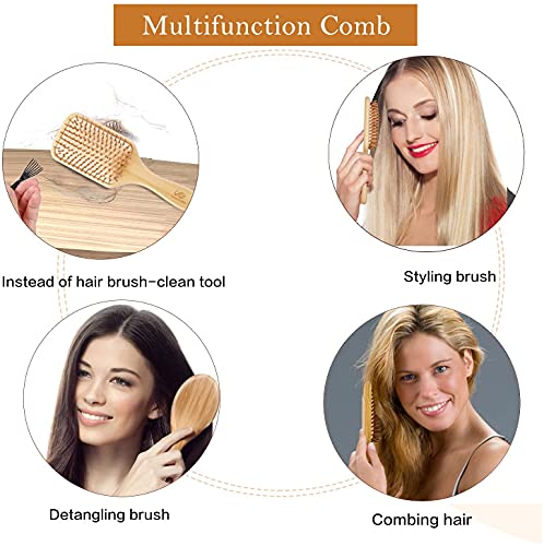 Wooden Hair Brush 2 Pack, Natural Bamboo Hair Combs set, Bristle Detangling Hairbrush for Women, Men Reduce Frizz, Massage Scalp for Straight Curly Wavy Dry Wet Thick or Fine Hair 6 Wooden Hair Brush 2 Pack, Natural Bamboo Hair Combs set, Bristle Detangling Hairbrush for Women, Men Reduce Frizz, Massage Scalp for Straight Curly Wavy Dry Wet Thick or Fine Hair - Image 6