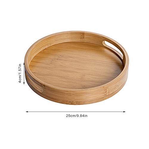 XGzhsa Bamboo Serving Tray with Handles, Round Food Tray Made of Natural Bamboo Material, Ideal for Bread, Fruit, Coffee, Milk, Tea and More (25 x 25 x 5cm) 2 XGzhsa Bamboo Serving Tray with Handles, Round Food Tray Made of Natural Bamboo Material, Ideal for Bread, Fruit, Coffee, Milk, Tea and More (25 x 25 x 5cm) - Image 2