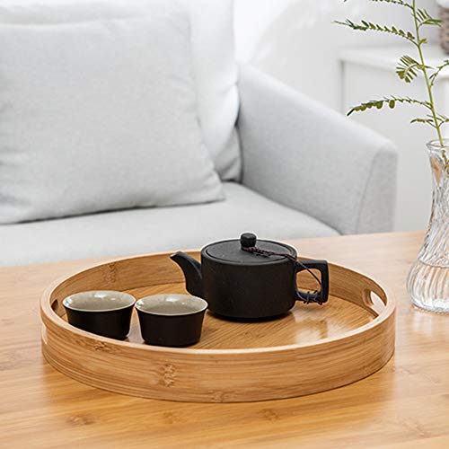 XGzhsa Bamboo Serving Tray with Handles, Round Food Tray Made of Natural Bamboo Material, Ideal for Bread, Fruit, Coffee, Milk, Tea and More (25 x 25 x 5cm) 6 XGzhsa Bamboo Serving Tray with Handles, Round Food Tray Made of Natural Bamboo Material, Ideal for Bread, Fruit, Coffee, Milk, Tea and More (25 x 25 x 5cm) - Image 6