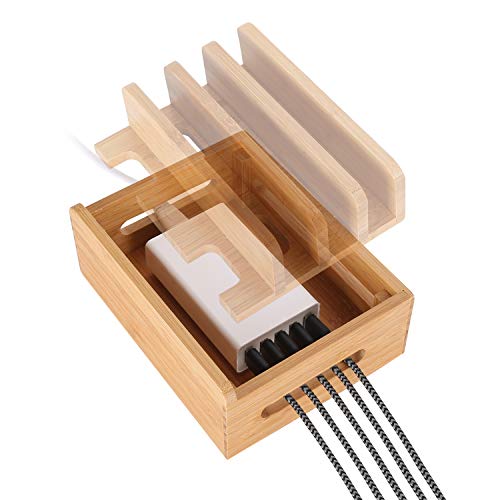 XPhonew Bamboo Wood Desktop Multi-device Cords Organizer Stand and Charging Station Charger Dock Cradle Holder for iPhone 14 13 12 11 Pro Max XS iPad Mini 4 5 Samsung OnePlus LG Smartphones and Tablet 2 XPhonew Bamboo Wood Desktop Multi-device Cords Organizer Stand and Charging Station Charger Dock Cradle Holder for iPhone 14 13 12 11 Pro Max XS iPad Mini 4 5 Samsung OnePlus LG Smartphones and Tablet - Image 2