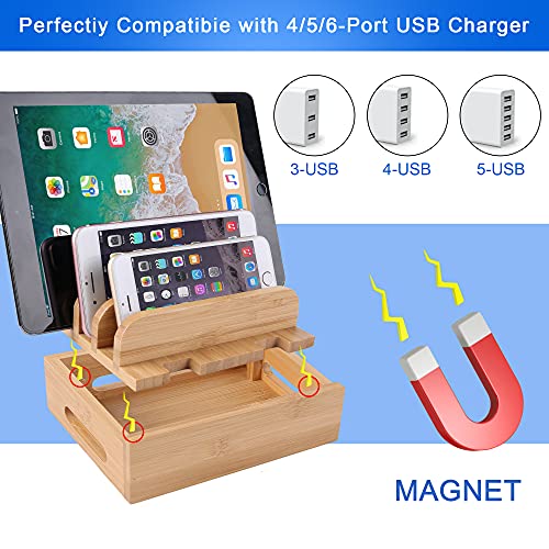 XPhonew Bamboo Wood Desktop Multi-device Cords Organizer Stand and Charging Station Charger Dock Cradle Holder for iPhone 14 13 12 11 Pro Max XS iPad Mini 4 5 Samsung OnePlus LG Smartphones and Tablet 3 XPhonew Bamboo Wood Desktop Multi-device Cords Organizer Stand and Charging Station Charger Dock Cradle Holder for iPhone 14 13 12 11 Pro Max XS iPad Mini 4 5 Samsung OnePlus LG Smartphones and Tablet - Image 3