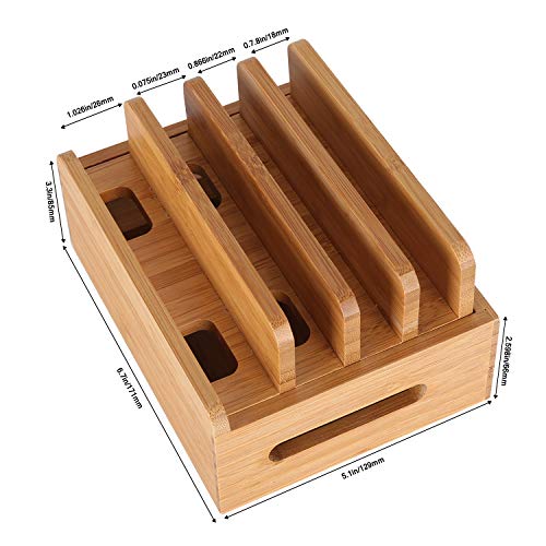 XPhonew Bamboo Wood Desktop Multi-device Cords Organizer Stand and Charging Station Charger Dock Cradle Holder for iPhone 14 13 12 11 Pro Max XS iPad Mini 4 5 Samsung OnePlus LG Smartphones and Tablet 5 XPhonew Bamboo Wood Desktop Multi-device Cords Organizer Stand and Charging Station Charger Dock Cradle Holder for iPhone 14 13 12 11 Pro Max XS iPad Mini 4 5 Samsung OnePlus LG Smartphones and Tablet - Image 5