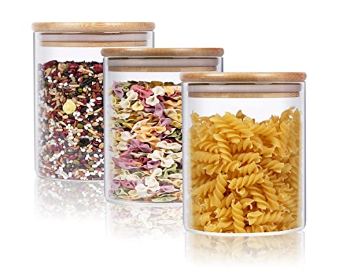 Xtulina 750ML Glass Kitchen Storage Jars, Airtight Storage Containers with Wooden Lid Set of 3 1 Xtulina 750ML Glass Kitchen Storage Jars, Airtight Storage Containers with Wooden Lid Set of 3