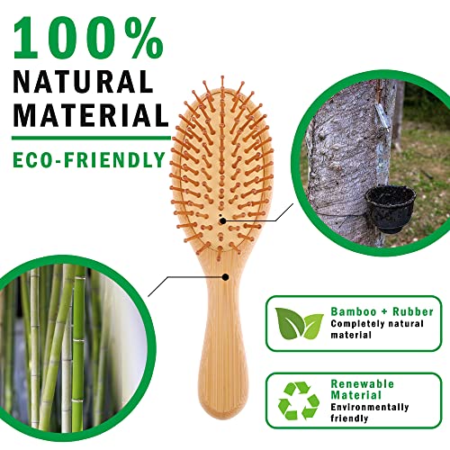 YUNAI Bamboo Paddle Wooden Hair Brush – Natural Bamboo Air Cushion Comb for Massaging Scalp, Reduce Frizz No Hair Tangle Small Oval Brush for Curly Hair 2 YUNAI Bamboo Paddle Wooden Hair Brush – Natural Bamboo Air Cushion Comb for Massaging Scalp, Reduce Frizz No Hair Tangle Small Oval Brush for Curly Hair - Image 2