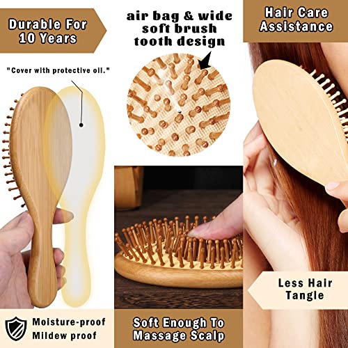 YUNAI Bamboo Paddle Wooden Hair Brush – Natural Bamboo Air Cushion Comb for Massaging Scalp, Reduce Frizz No Hair Tangle Small Oval Brush for Curly Hair 3 YUNAI Bamboo Paddle Wooden Hair Brush – Natural Bamboo Air Cushion Comb for Massaging Scalp, Reduce Frizz No Hair Tangle Small Oval Brush for Curly Hair - Image 3