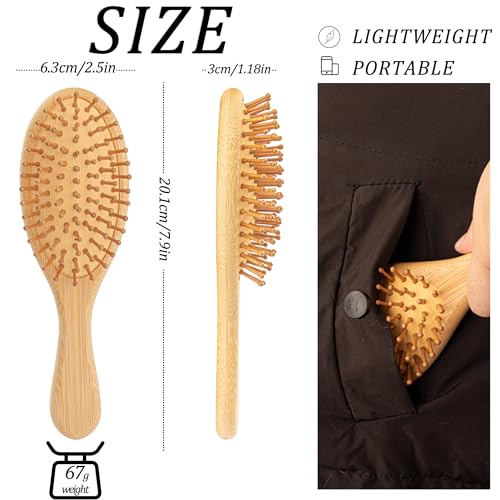 YUNAI Bamboo Paddle Wooden Hair Brush – Natural Bamboo Air Cushion Comb for Massaging Scalp, Reduce Frizz No Hair Tangle Small Oval Brush for Curly Hair 4 YUNAI Bamboo Paddle Wooden Hair Brush – Natural Bamboo Air Cushion Comb for Massaging Scalp, Reduce Frizz No Hair Tangle Small Oval Brush for Curly Hair - Image 4