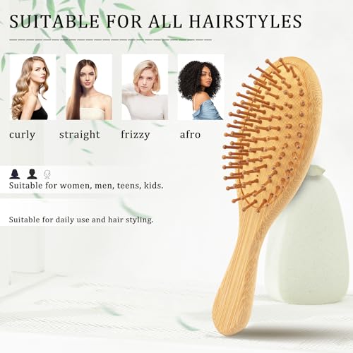 YUNAI Bamboo Paddle Wooden Hair Brush – Natural Bamboo Air Cushion Comb for Massaging Scalp, Reduce Frizz No Hair Tangle Small Oval Brush for Curly Hair 5 YUNAI Bamboo Paddle Wooden Hair Brush – Natural Bamboo Air Cushion Comb for Massaging Scalp, Reduce Frizz No Hair Tangle Small Oval Brush for Curly Hair - Image 5