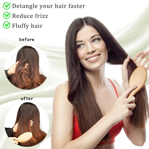 YUNAI Bamboo Paddle Wooden Hair Brush – Natural Bamboo Air Cushion Comb for Massaging Scalp, Reduce Frizz No Hair Tangle Small Oval Brush for Curly Hair 6 YUNAI Bamboo Paddle Wooden Hair Brush – Natural Bamboo Air Cushion Comb for Massaging Scalp, Reduce Frizz No Hair Tangle Small Oval Brush for Curly Hair - Image 6