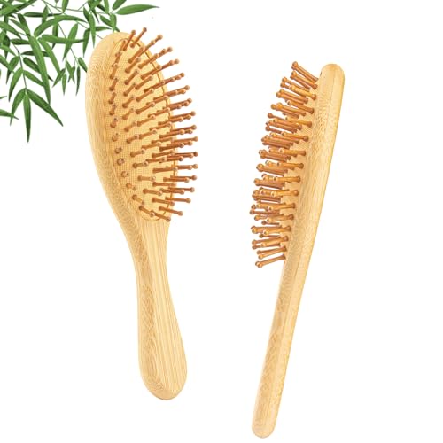 YUNAI Bamboo Paddle Wooden Hair Brush – Natural Bamboo Air Cushion Comb for Massaging Scalp, Reduce Frizz No Hair Tangle Small Oval Brush for Curly Hair 1 YUNAI Bamboo Paddle Wooden Hair Brush – Natural Bamboo Air Cushion Comb for Massaging Scalp, Reduce Frizz No Hair Tangle Small Oval Brush for Curly Hair