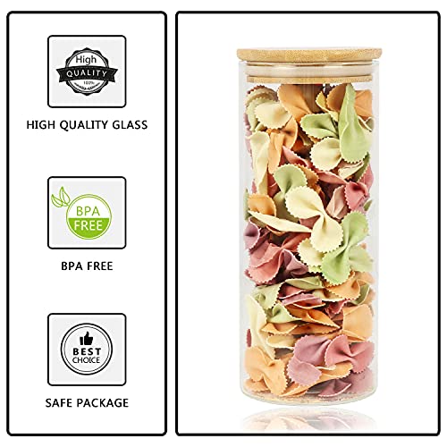 Yishik 1000ml Set of 3 Glass Jars with Bamboo Lids,Airtight Glass Storage Canisters sets,Large Capacity Kitchen Food Containers for Spices,Coffee Beans,Oatmeal 4 Yishik 1000ml Set of 3 Glass Jars with Bamboo Lids,Airtight Glass Storage Canisters sets,Large Capacity Kitchen Food Containers for Spices,Coffee Beans,Oatmeal - Image 4