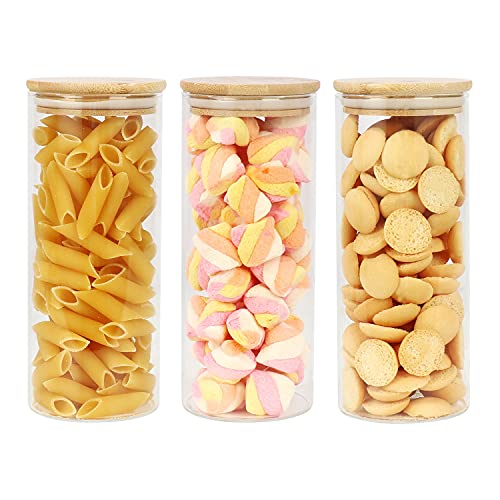 Yishik 1000ml Set of 3 Glass Jars with Bamboo Lids,Airtight Glass Storage Canisters sets,Large Capacity Kitchen Food Containers for Spices,Coffee Beans,Oatmeal 1 Yishik 1000ml Set of 3 Glass Jars with Bamboo Lids,Airtight Glass Storage Canisters sets,Large Capacity Kitchen Food Containers for Spices,Coffee Beans,Oatmeal