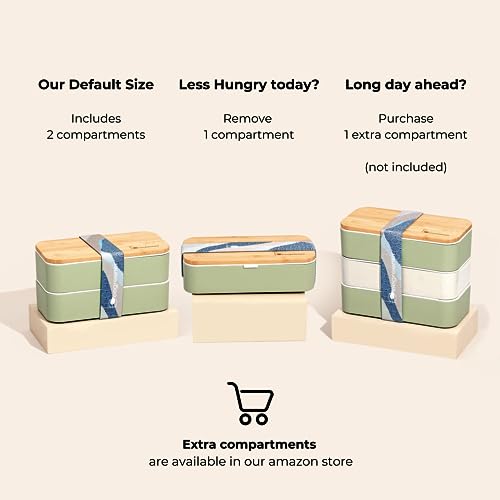 beegreener 100% Plant-Based Stackable Bento Box with Bamboo Lid - Bento Lunch Box for Adults with Compartments – Microwave & Dishwasher Safe Leak Proof Safe incl. Cutlery (Matcha) 6 beegreener 100% Plant-Based Stackable Bento Box with Bamboo Lid - Bento Lunch Box for Adults with Compartments – Microwave & Dishwasher Safe Leak Proof Safe incl. Cutlery (Matcha) - Image 6