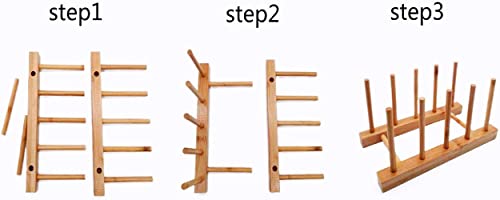 efbock Plate Rack Holder for Kitchen Cupboards Bamboo Wooden Chopping Board Tray Dish Rack Stand Drainers, Kitchen Cabinet Organizer for Plate/Cup/Pot Lid (1, 4 slots) 5 efbock Plate Rack Holder for Kitchen Cupboards Bamboo Wooden Chopping Board Tray Dish Rack Stand Drainers, Kitchen Cabinet Organizer for Plate/Cup/Pot Lid (1, 4 slots) - Image 5