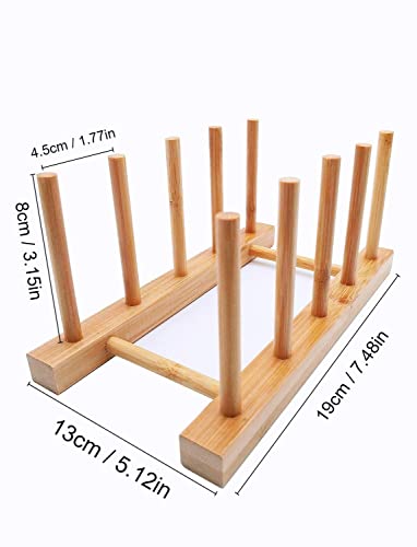 efbock Plate Rack Holder for Kitchen Cupboards Bamboo Wooden Chopping Board Tray Dish Rack Stand Drainers, Kitchen Cabinet Organizer for Plate/Cup/Pot Lid (1, 4 slots) 6 efbock Plate Rack Holder for Kitchen Cupboards Bamboo Wooden Chopping Board Tray Dish Rack Stand Drainers, Kitchen Cabinet Organizer for Plate/Cup/Pot Lid (1, 4 slots) - Image 6
