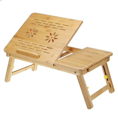 electromax Bamboo Foldable Laptop Desk Bed Table Tray,Built-in 2 USB Fans. Notebook Tablet Sofa Table Stand,Height & Angle Adjustable,with Drawers,Can Be Used as a Breakfast Tray or Drawing Table 2 electromax Bamboo Foldable Laptop Desk Bed Table Tray,Built-in 2 USB Fans. Notebook Tablet Sofa Table Stand,Height & Angle Adjustable,with Drawers,Can Be Used as a Breakfast Tray or Drawing Table - Image 2
