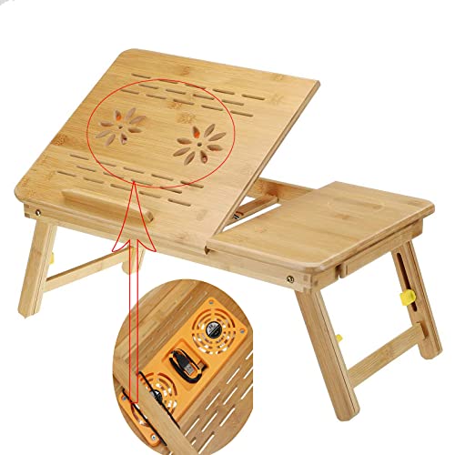 electromax Bamboo Foldable Laptop Desk Bed Table Tray,Built-in 2 USB Fans. Notebook Tablet Sofa Table Stand,Height & Angle Adjustable,with Drawers,Can Be Used as a Breakfast Tray or Drawing Table 1 electromax Bamboo Foldable Laptop Desk Bed Table Tray,Built-in 2 USB Fans. Notebook Tablet Sofa Table Stand,Height & Angle Adjustable,with Drawers,Can Be Used as a Breakfast Tray or Drawing Table