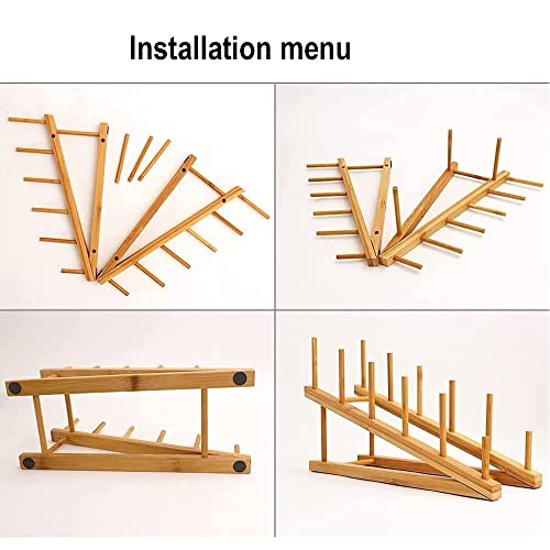 heedpeiur Bamboo Wooden Dish Rack, Dish Stand Drainers, Plate Rack For Cupboard,Lid Organiser, Pot Lid Holder, Dish Organizer,Kitchen Cabinet Organizer 4 heedpeiur Bamboo Wooden Dish Rack, Dish Stand Drainers, Plate Rack For Cupboard,Lid Organiser, Pot Lid Holder, Dish Organizer,Kitchen Cabinet Organizer - Image 4