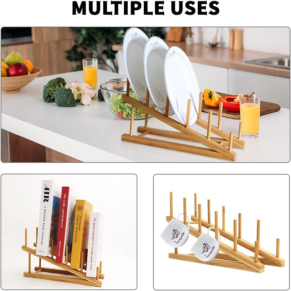 heedpeiur Bamboo Wooden Dish Rack, Dish Stand Drainers, Plate Rack For Cupboard,Lid Organiser, Pot Lid Holder, Dish Organizer,Kitchen Cabinet Organizer 6 heedpeiur Bamboo Wooden Dish Rack, Dish Stand Drainers, Plate Rack For Cupboard,Lid Organiser, Pot Lid Holder, Dish Organizer,Kitchen Cabinet Organizer - Image 6