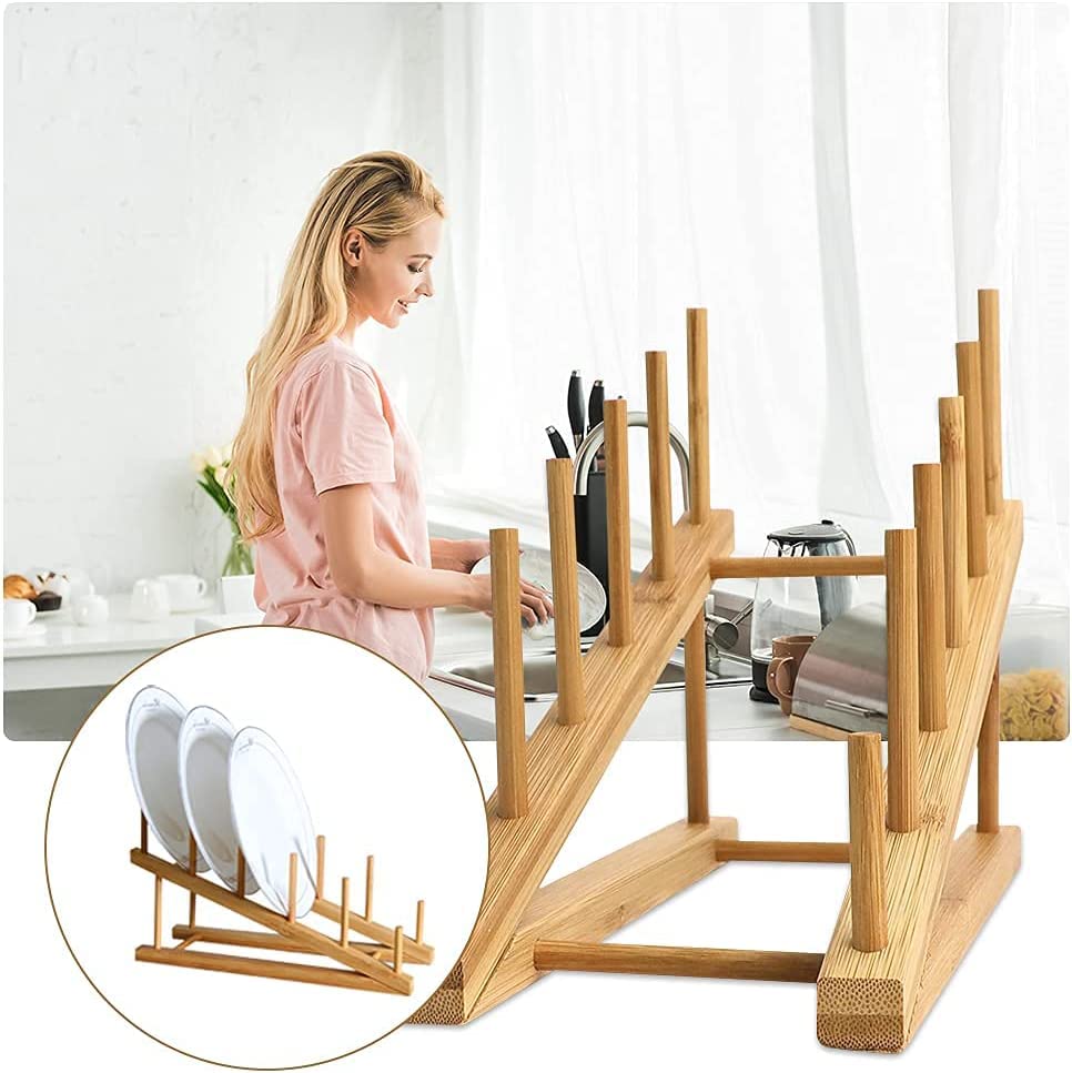 heedpeiur Bamboo Wooden Dish Rack, Dish Stand Drainers, Plate Rack For Cupboard,Lid Organiser, Pot Lid Holder, Dish Organizer,Kitchen Cabinet Organizer 7 heedpeiur Bamboo Wooden Dish Rack, Dish Stand Drainers, Plate Rack For Cupboard,Lid Organiser, Pot Lid Holder, Dish Organizer,Kitchen Cabinet Organizer - Image 7
