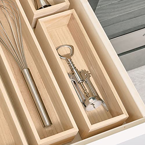 iDesign EcoWood Drawer Organiser, Paulownia Wood Kitchen Drawer Storage Insert, Kitchen Drawer Organiser for Cutlery and Utensils, Beige, 25.4x8.5x6.9cm 2 iDesign EcoWood Drawer Organiser, Paulownia Wood Kitchen Drawer Storage Insert, Kitchen Drawer Organiser for Cutlery and Utensils, Beige, 25.4x8.5x6.9cm - Image 2