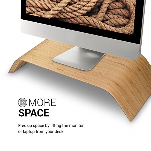 kalibri Computer Monitor Wood Stand - Universal Desk Monitor Holder - Desktop Dock Wooden Mount Display Riser for iMac PC TV Notebook Laptop - Bamboo 3 kalibri Computer Monitor Wood Stand - Universal Desk Monitor Holder - Desktop Dock Wooden Mount Display Riser for iMac PC TV Notebook Laptop - Bamboo - Image 3