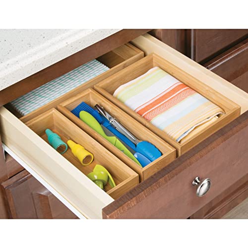 mDesign Bamboo Wooden Storage Box and Drawer Organiser for Office - Bin Tray for Tidy Desk Drawers/Cabinet - 22.86 cm Long Box for Stationery, Accessories - Echo Collection - 4 Pack - Natural Wood 3 mDesign Bamboo Wooden Storage Box and Drawer Organiser for Office - Bin Tray for Tidy Desk Drawers/Cabinet - 22.86 cm Long Box for Stationery, Accessories - Echo Collection - 4 Pack - Natural Wood - Image 3