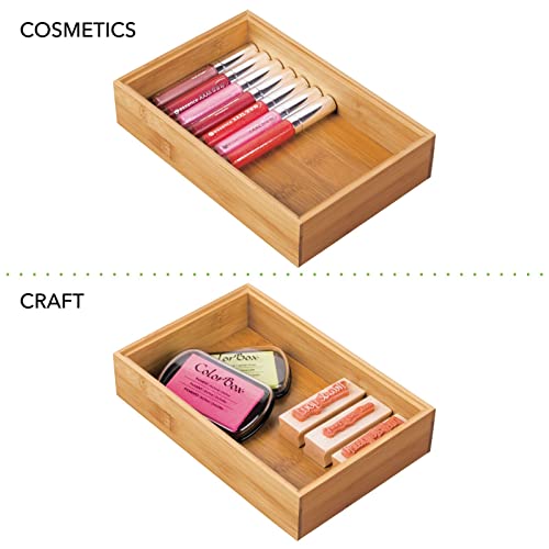 mDesign Bamboo Wooden Storage Box and Drawer Organiser for Office - Bin Tray for Tidy Desk Drawers/Cabinet - 22.86 cm Long Box for Stationery, Accessories - Echo Collection - 4 Pack - Natural Wood 7 mDesign Bamboo Wooden Storage Box and Drawer Organiser for Office - Bin Tray for Tidy Desk Drawers/Cabinet - 22.86 cm Long Box for Stationery, Accessories - Echo Collection - 4 Pack - Natural Wood - Image 7