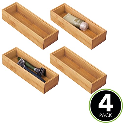mDesign Set of 4 Storage Box for the Bathroom – Practical Bamboo Box for Bathroom Accessories – Wooden Box for Makeup, Razors, Lotions etc. – Natural 2 mDesign Set of 4 Storage Box for the Bathroom – Practical Bamboo Box for Bathroom Accessories – Wooden Box for Makeup, Razors, Lotions etc. – Natural - Image 2
