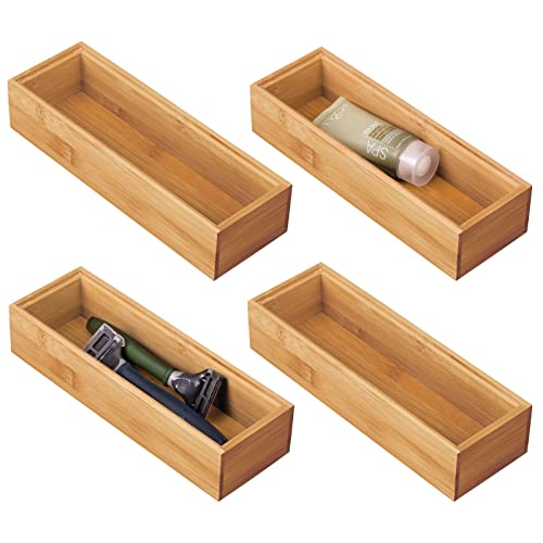 mDesign Set of 4 Storage Box for the Bathroom – Practical Bamboo Box for Bathroom Accessories – Wooden Box for Makeup, Razors, Lotions etc. – Natural 1 mDesign Set of 4 Storage Box for the Bathroom – Practical Bamboo Box for Bathroom Accessories – Wooden Box for Makeup, Razors, Lotions etc. – Natural